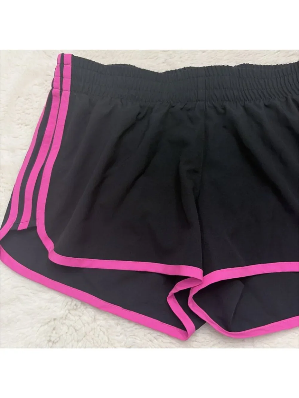 Adidas Womens Running Aero Ready Athletic Shorts Black Pink Stripe  Lined M